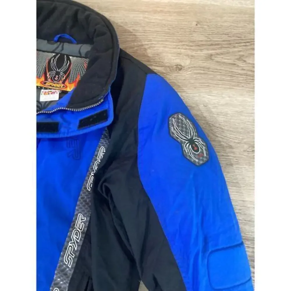 Spyder Boys 18 XL Blue Black Colorblock Puffer Ski Snow Jacket Winter Coat